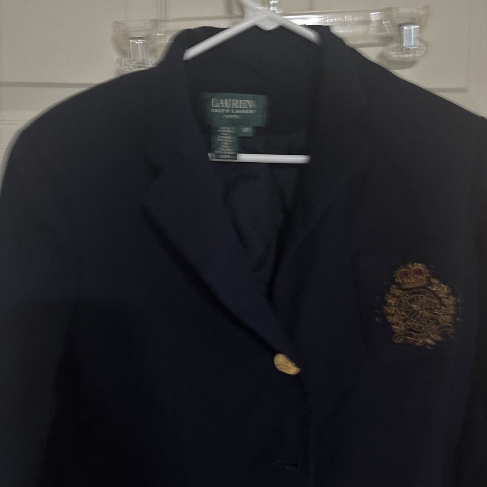 Ralph Lauren Crested Jacket Women Size 12 P Small Stitch Need On Pocket